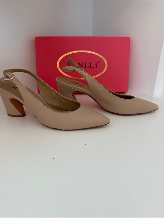 Vaneli Shoes - Vaneli 9Narrow Beige Pointed-Toe Slingback Pumps